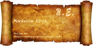 Manheim Erik névjegykártya